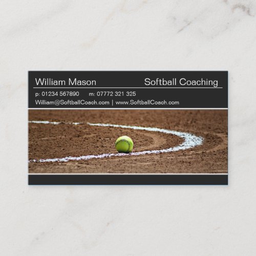 Softball on a Softball Field Photo Business Card