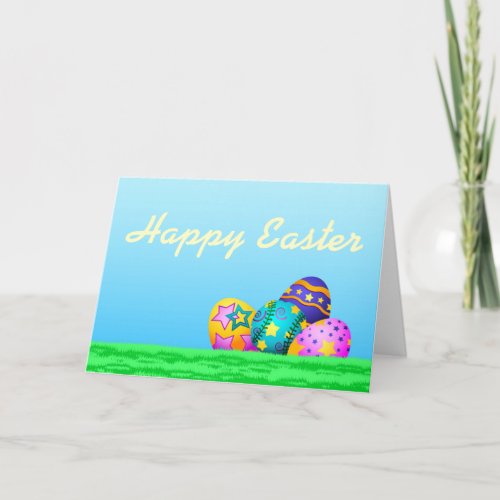 Softball or Baseball Easter Eggs in Grass Card