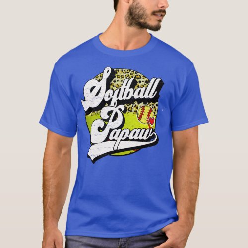 Softball Papaw Vintage Leopard Softball Family Mat T_Shirt