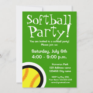 Softball party invitations for Birthdays and BBQ