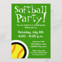 Softball party invitations for Birthdays and BBQ