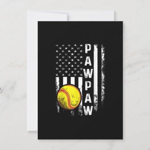 Softball Pawpaw American Flag Vintage Christmas Xm Invitation