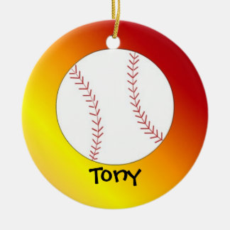 Softball Personalize With Name Ceramic Ornament