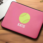 Softball Personalized Girl's Laptop Sleeve<br><div class="desc">Personalized girls softball fan design.</div>