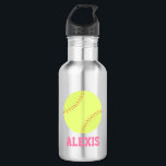 Softball Personalized Kids Stainless Steel Water Bottle<br><div class="desc">Personalized design for your little athletes and sports fans.</div>