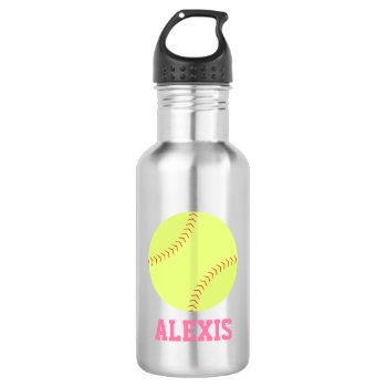 Softball Personalized Kids Stainless Steel Water Bottle by heartlocked at Zazzle