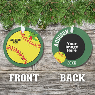 Softball Personalized Photo Christmas Ornament