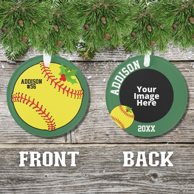 Softball Personalized Photo Christmas Ornament (A cute ornament for the softball player in your life insert your own picture to personalized it.)