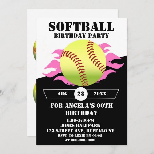 Softball Pink Fire Birthday Party 