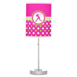 Softball Pink - Green Polka-Dots Table Lamp