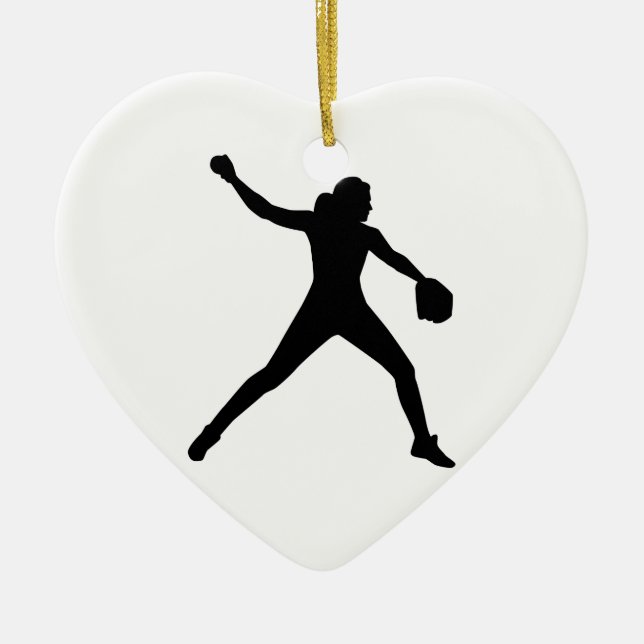 Softball pitcher ceramic ornament (Front)