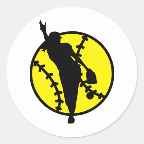 Softball Pitcher Classic Round Sticker