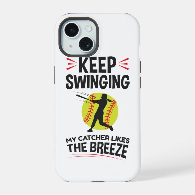 Softball Pitcher Funny Keep Swinging Breeze Iphone Case (Back)