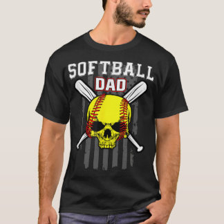 Softball Pitcher Hitter Catcher Skull Dad Vintage T-Shirt