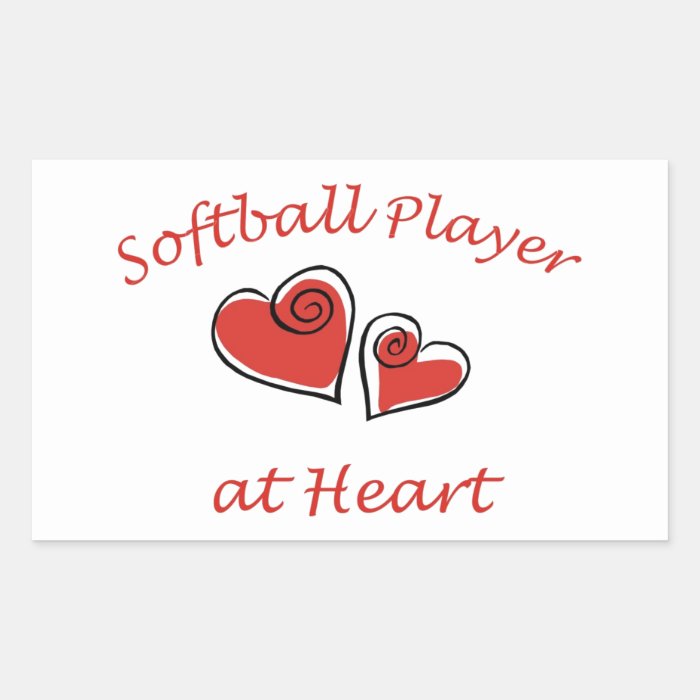 Softball Player at Heart Rectangular Sticker