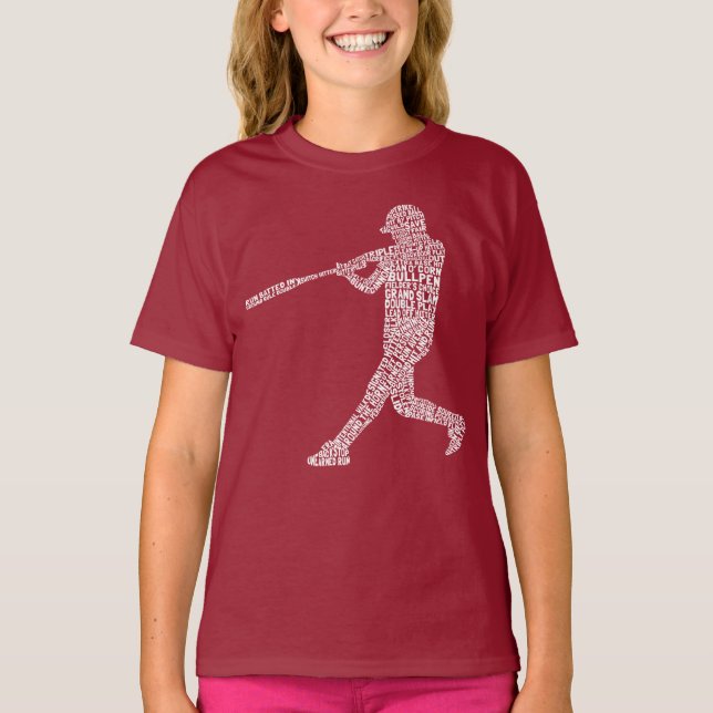 Softball Player Baseball Player Word Art T-Shirt (Front)