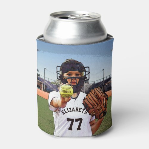 Softball Player Catcher With Your Name And Number Can Cooler