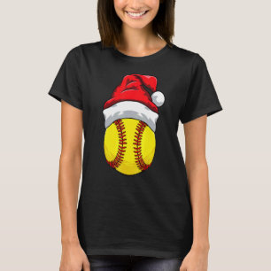 Softball Player Christmas Sport Santa Hat Xmas Nat T-Shirt