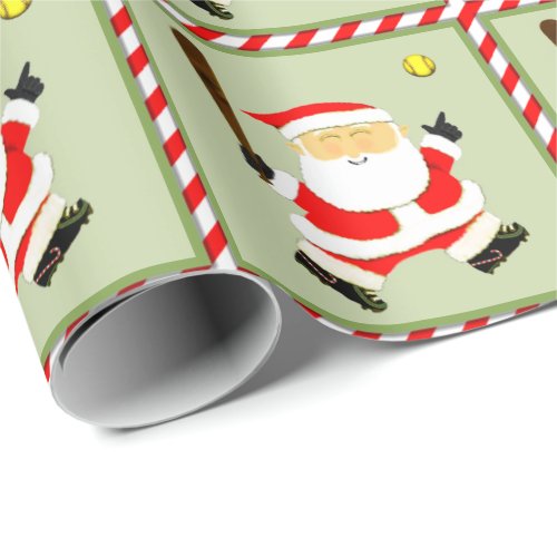 Softball Player Christmas Wrapping Paper