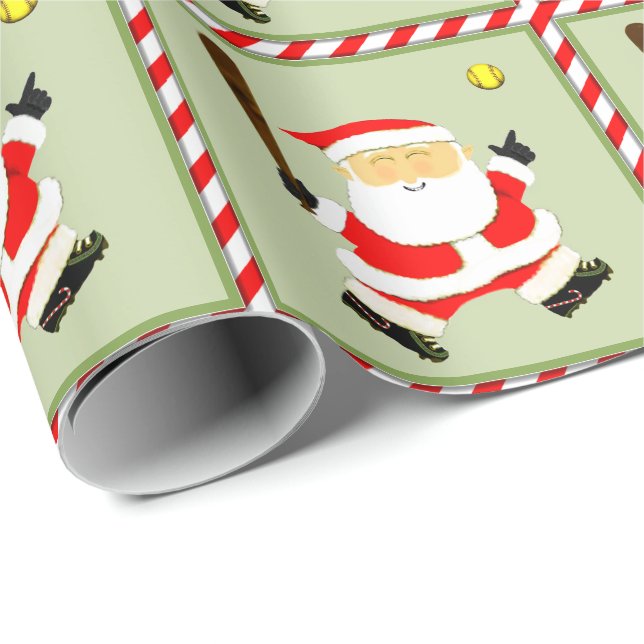 Softball Player Christmas Wrapping Paper (Roll Corner)