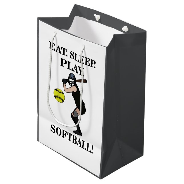 Softball Player Coach Sports Party Medium Gift Bag (Front Angled)