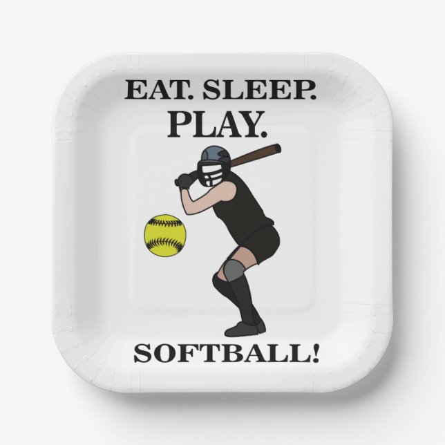 Softball Player Coach Sports Party Paper Plates (Front)