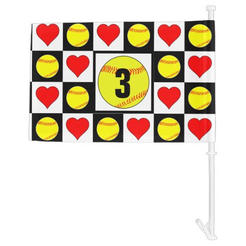 Softball Player Custom Jersey Number Car Flag