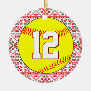 Name & Number Baseball Softball Jersey Template Ceramic Ornament, Zazzle