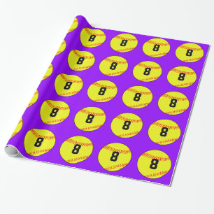 Softball Player Custom Jersey Number & Color Sport Wrapping Paper