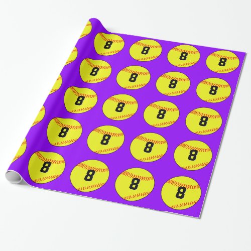 Softball Player Custom Jersey Number  Color Sport Wrapping Paper