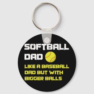 Softball Player Dad Humor Keychain