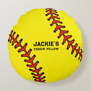 Softball Player Decor Round Pillow