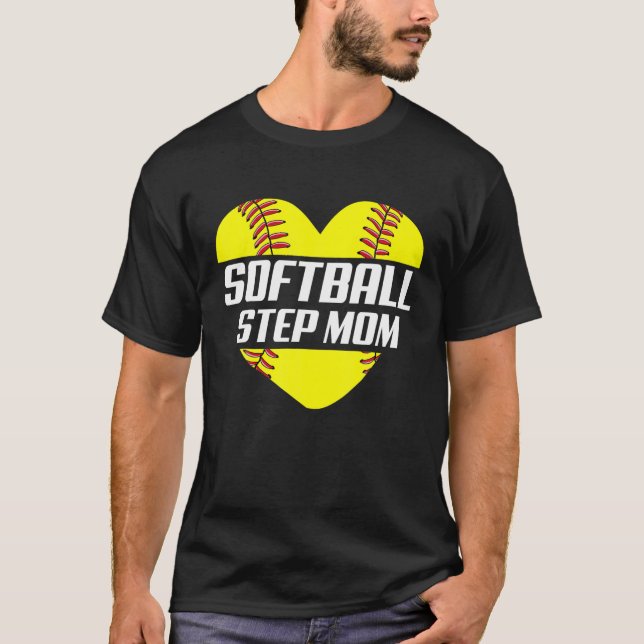 Softball Player Family Gifts Softball Step Mom Hea T-Shirt (Front)