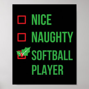 Softball Player Funny Pajama Christmas Gift  Poster