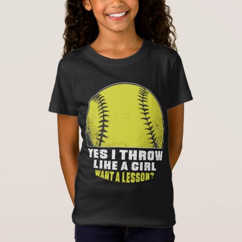 softball player Gift For Girls Cute Softball Lover T_Shirt