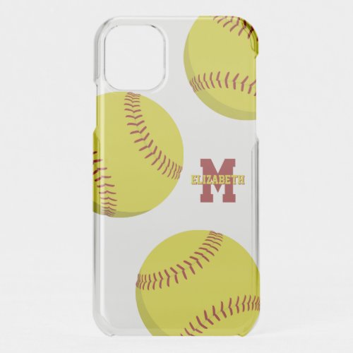 softball player gifts girls monogrammed iPhone 11 case