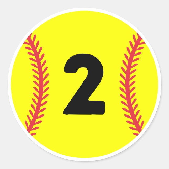 Softball Player Jersey Favorite Number #2 Classic Round Sticker (Front)