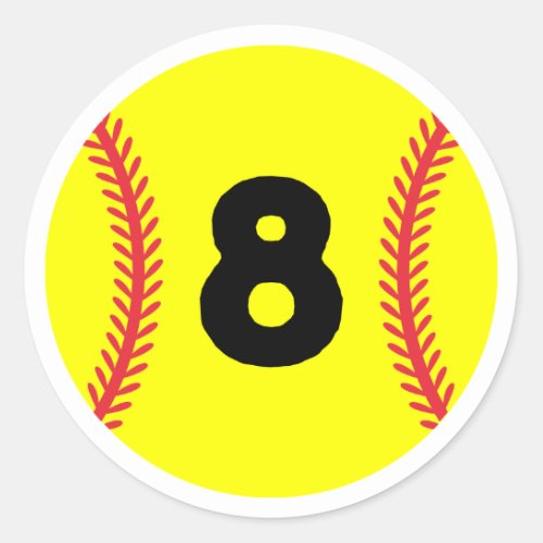 Softball Player Jersey Favorite Number 8 Classic Round Sticker
