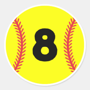 Softball Player Jersey Favorite Number #8 Classic Round Sticker