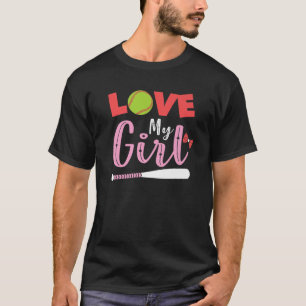 Softball Player Mom Cute Love My Girl Soft Ball Gr T-Shirt