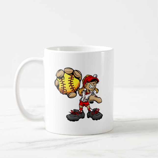 Softball Player Mug- Cute But Dangerous Coffee Mug (Left)