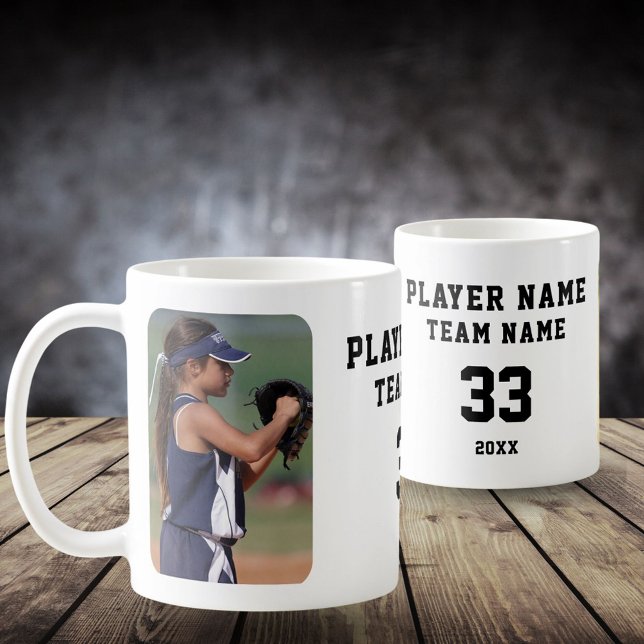 Softball Player Name Number Team 2 Photos Coffee Mug (Creator Uploaded)