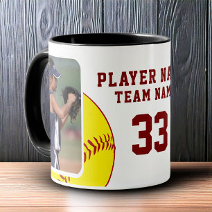 Softball Player Name Number Team 2 Photos Mug