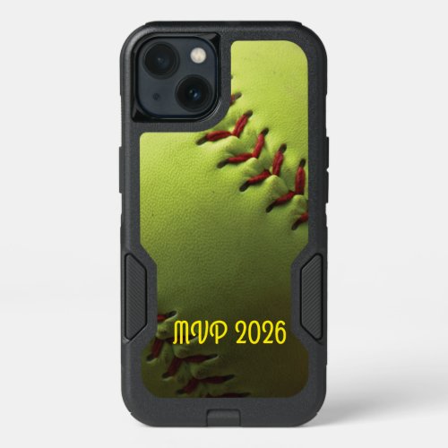 Softball Player Name Yellow Ball iPhone 13 Case