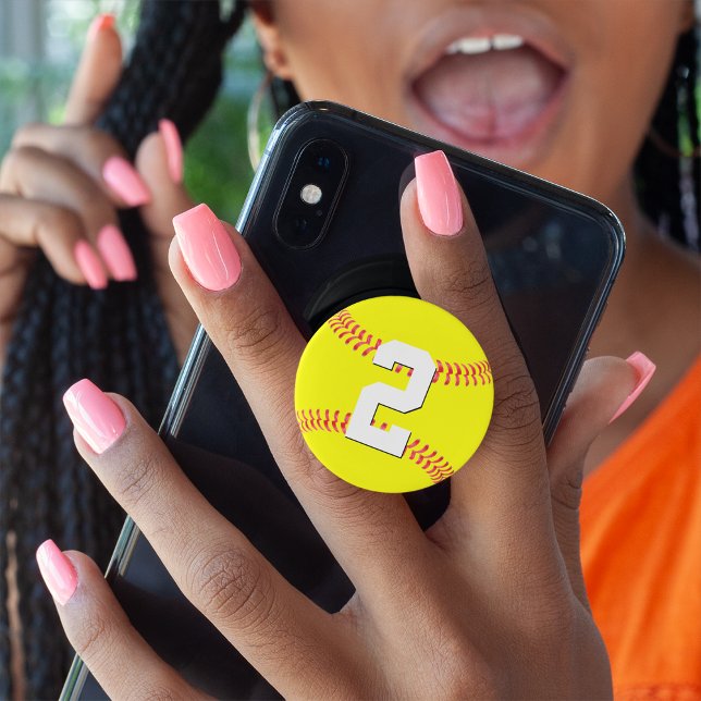 Softball Player Number or Text Custom Fastpitch PopSocket (Creator Uploaded)