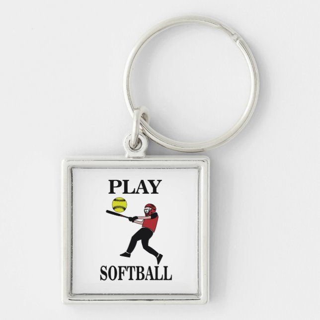 Softball Player Play Softball Keychain (Front)