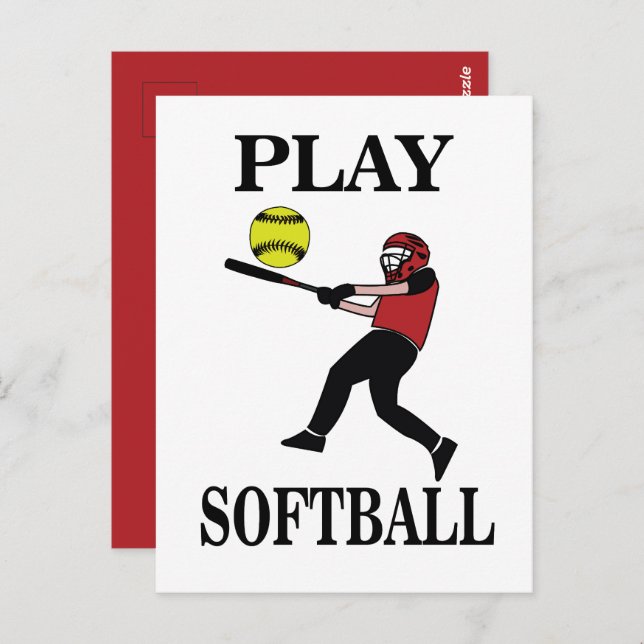 Softball Player Play Softball Postcard (Front/Back)