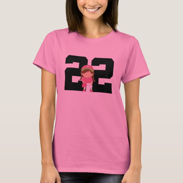 Softball Player Uniform Number 22 (Girls) Gift T-Shirt (Front)