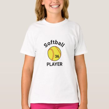 Softball Player With Number Sports Team  T-shirt by cowboyannie at Zazzle