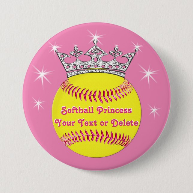 Softball Princess Pins Tiara, Softball, YOUR TEXT (Front)